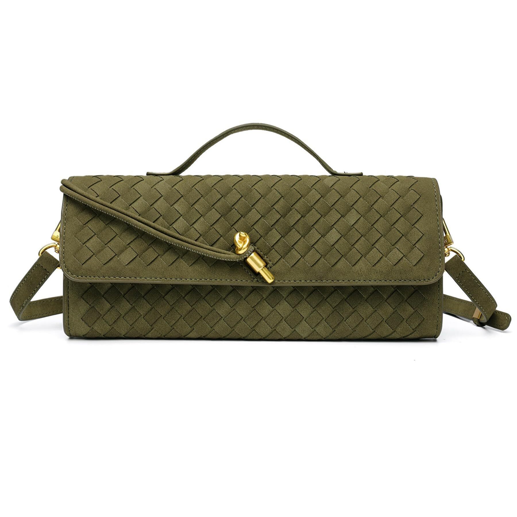 9775 Suede Woven Clutch Purse Designer Hand-Woven Crossbody Bag Trendy